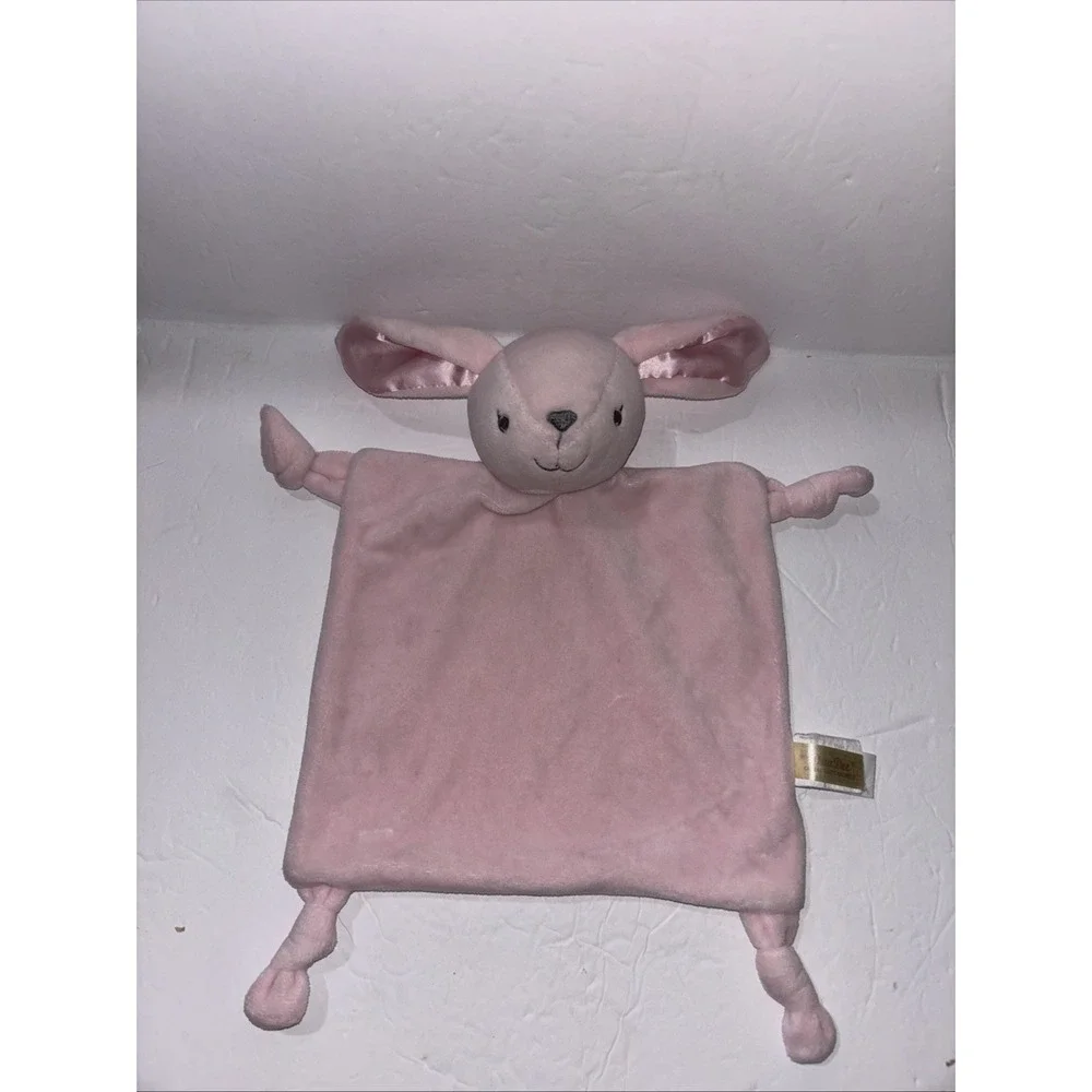 Dan Dee Pink Bunny Rabbit Rattle Security Blanket Lovey Satin Ears 9